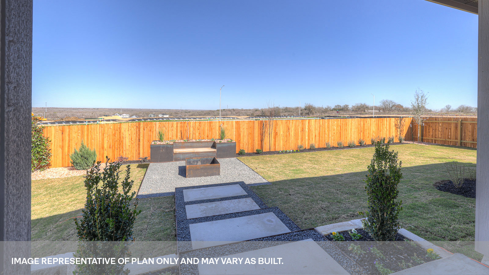 Fully sodded back yard and privacy fence