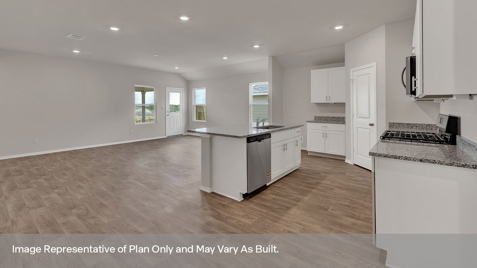 Kitchen island overlooking the living room.