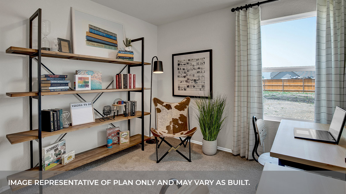 Bedroom with carpeting and one window.