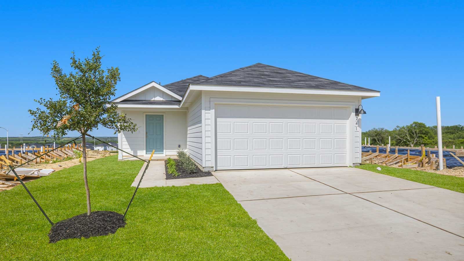 Single-story with farmhouse exteriors.