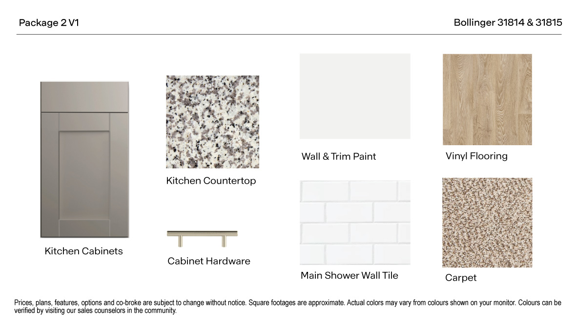 Bollinger Version 1 Package 2 Gray Cabinets with hardware and granite kitchen countertop