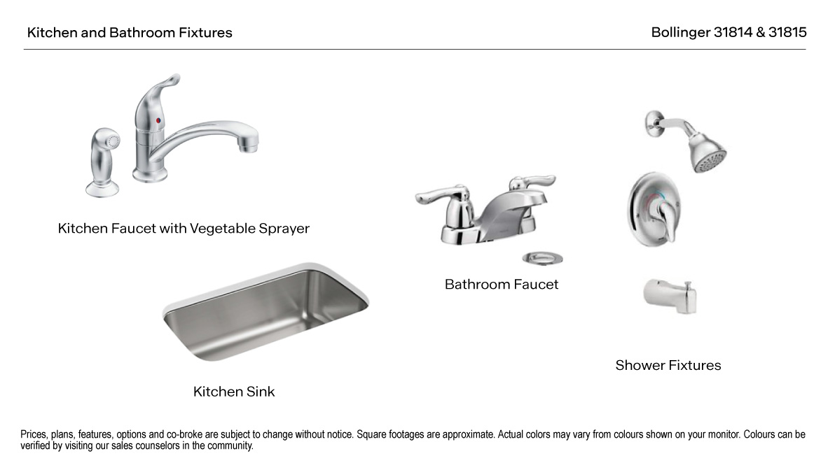 Bollinger Version 1 Kitchen fixture with vegetable sprayer, undermount sink and Bathroom Fixture Two Lever