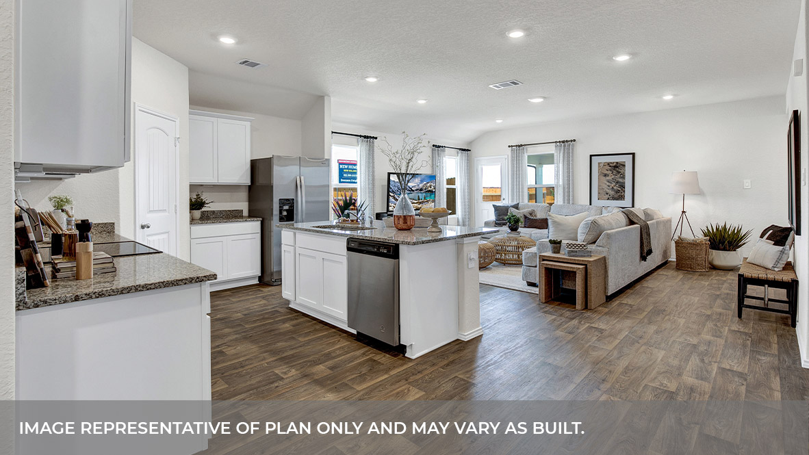 Kitchen island overlooking the living room.