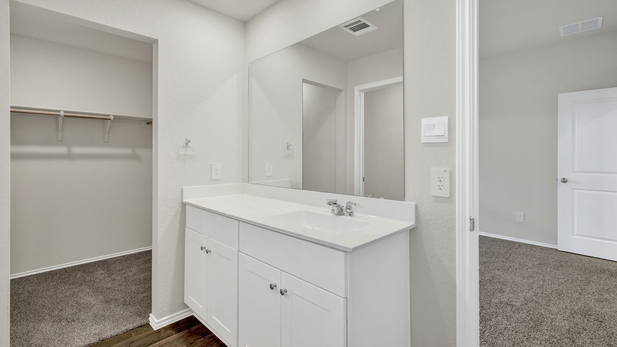 Navarro Fields Zavalla  Floorplan Bathroom 1 Sink and Closet Entrance