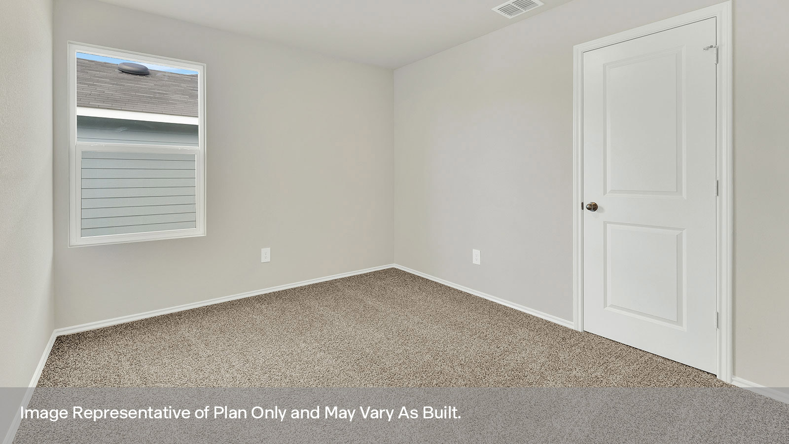 Secondary bedroom with carpeting and one window.