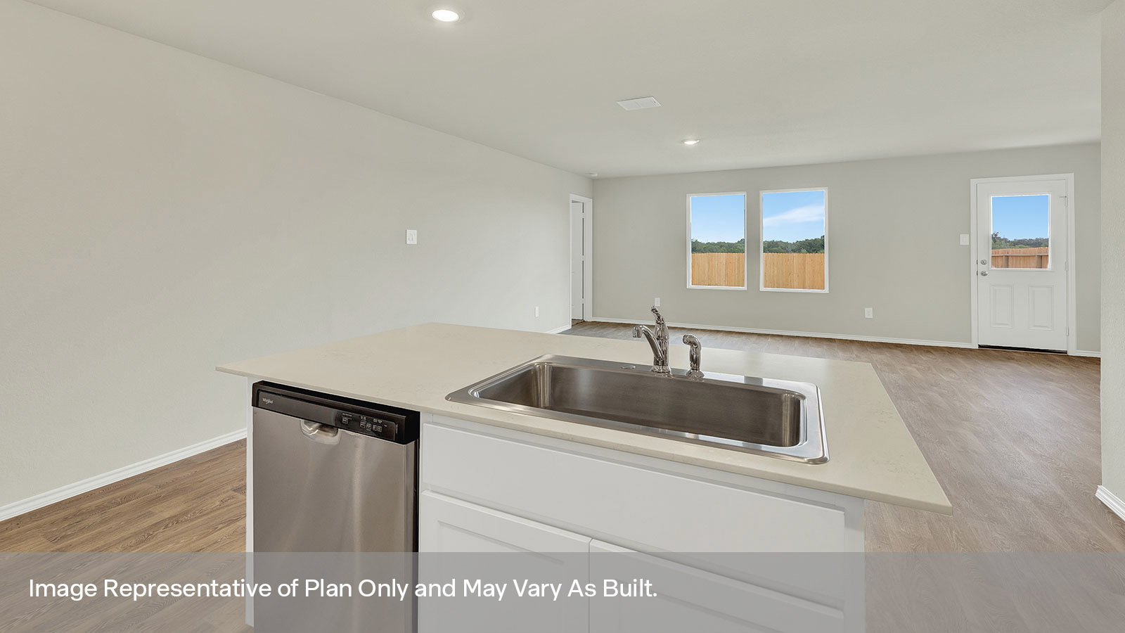 Kitchen island overlooking the dining room.