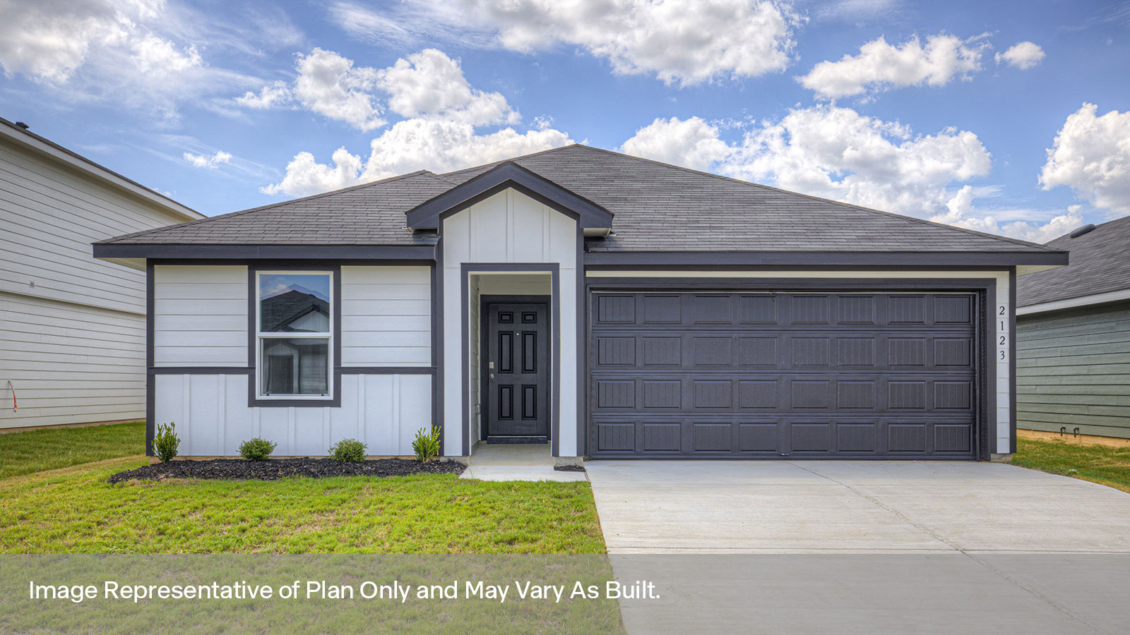 Single-story with farmhouse exteriors.
