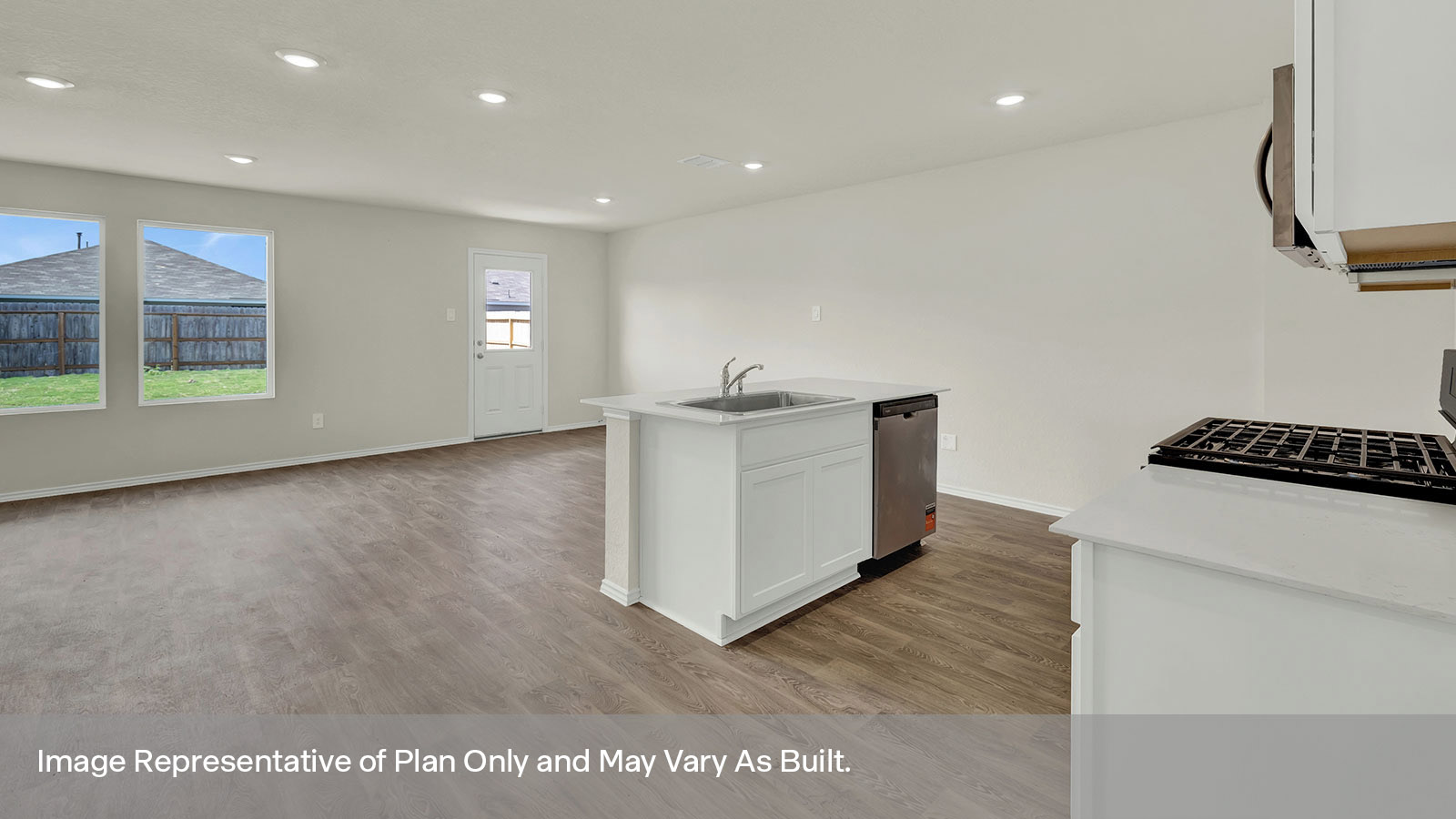 Kitchen island overlooking the dining room.