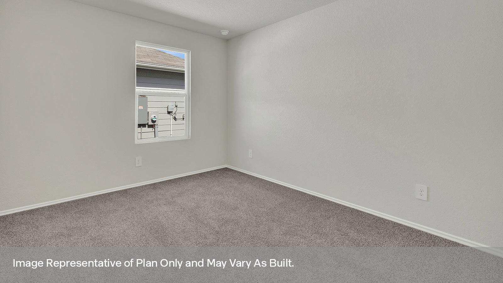 Secondary bedroom with carpeting and one window.