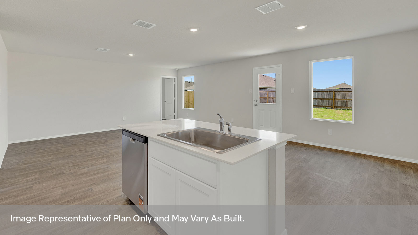 Kitchen island overlooking the dining room.