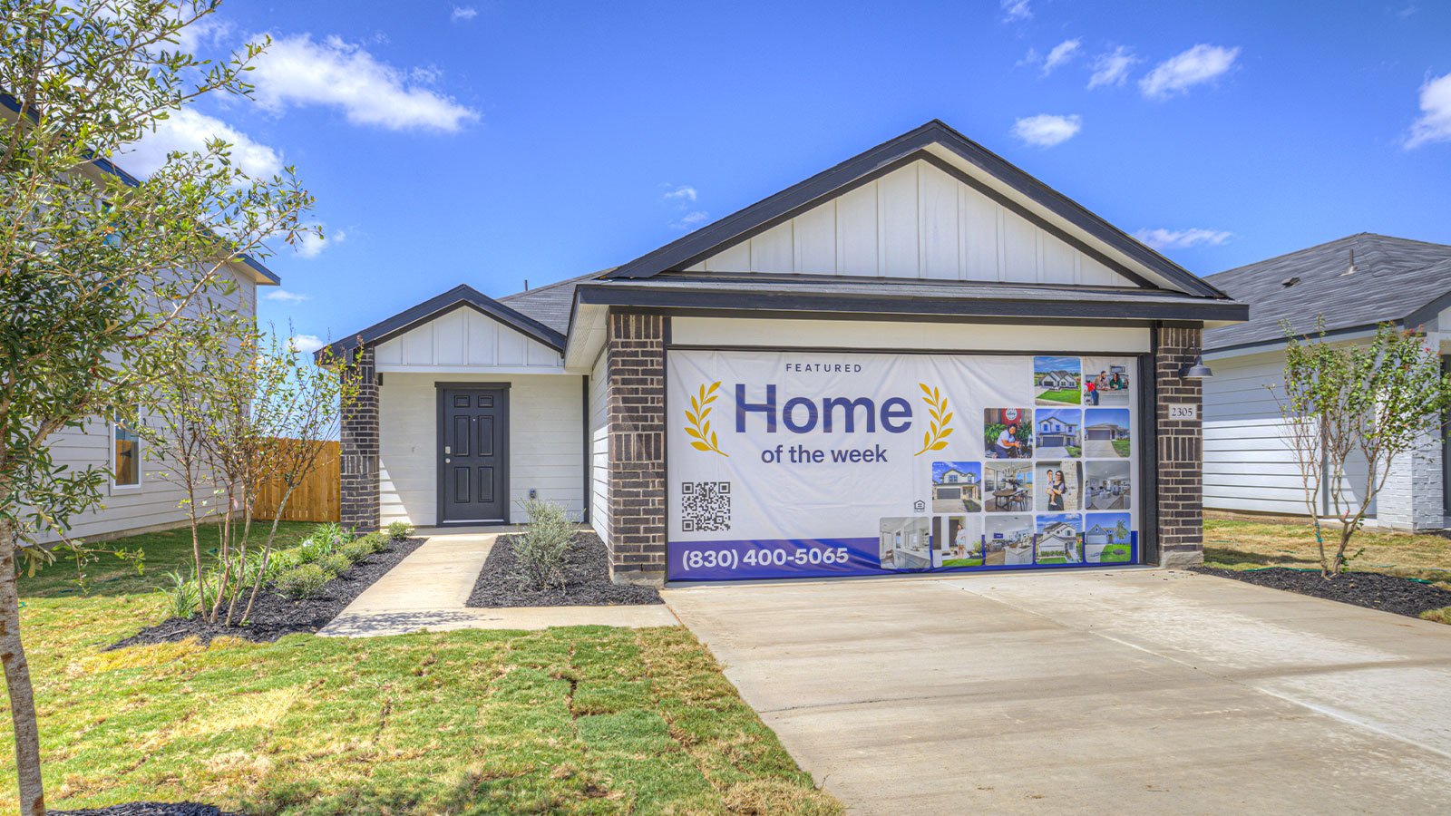 Single-story home with masonry exterior.