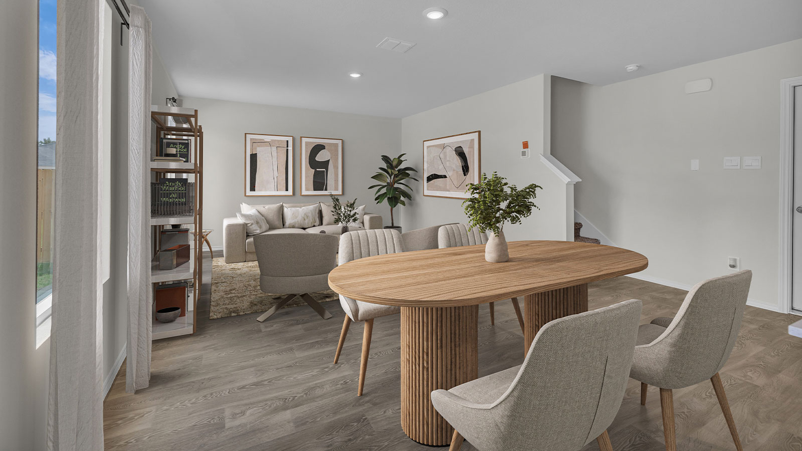Dining room virtually staged with a dining room table.
