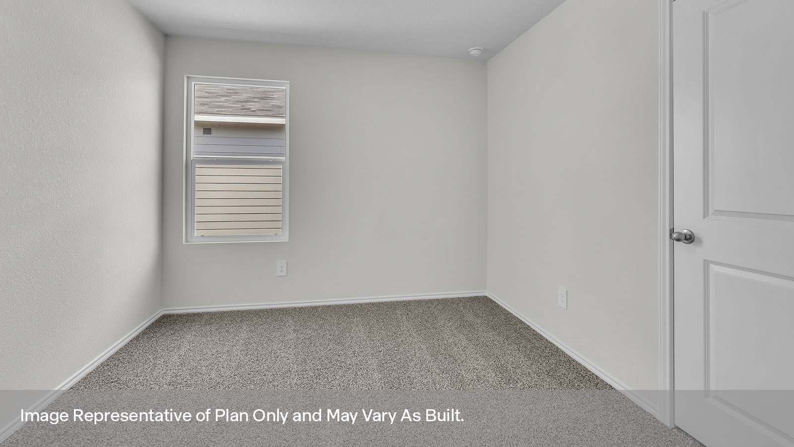 Secondary bedroom with carpeting and one window.