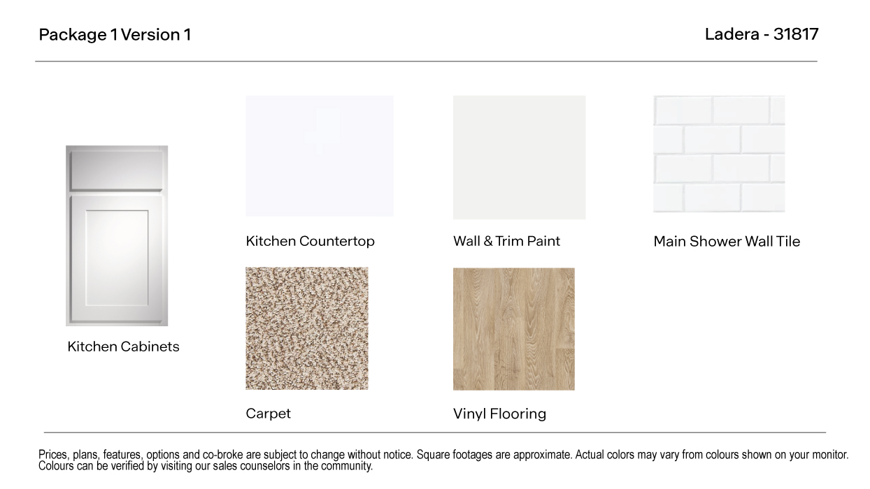 Ladera Version 1 Package 1 White Cabinets with hardware and quartz kitchen countertop