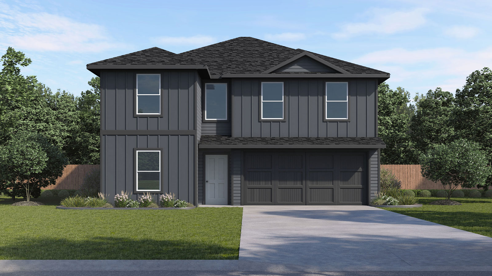 The Dawson floorplan J elevation rendering.