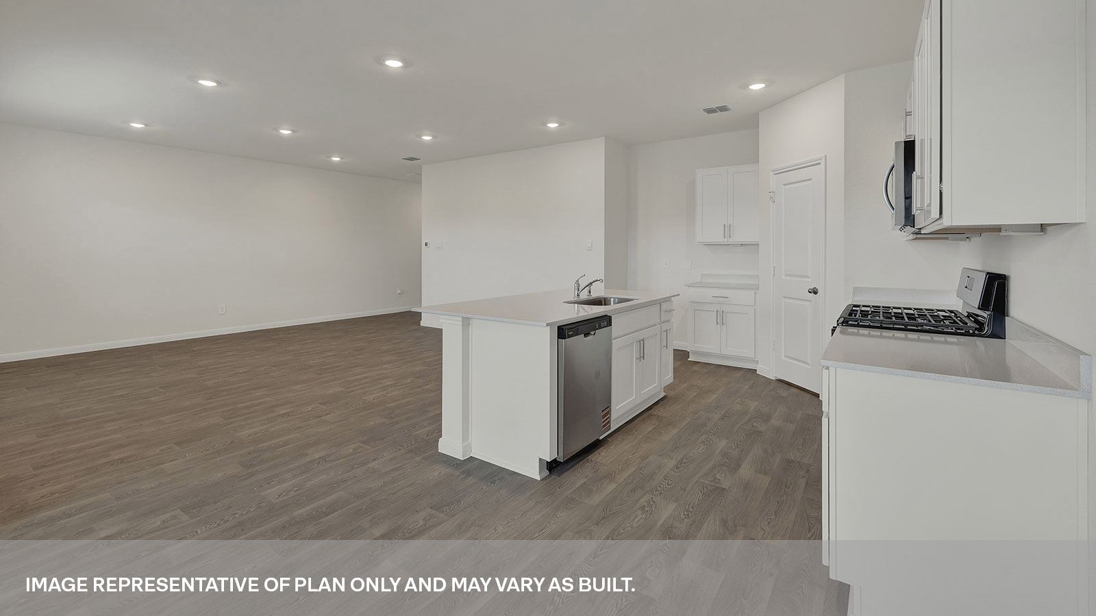 Kitchen island overlooking the living room.