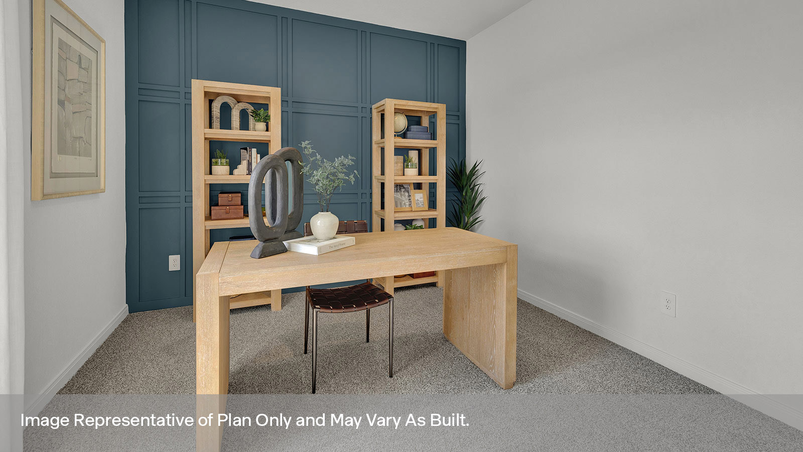 Front bedroom with carpeting and one window.