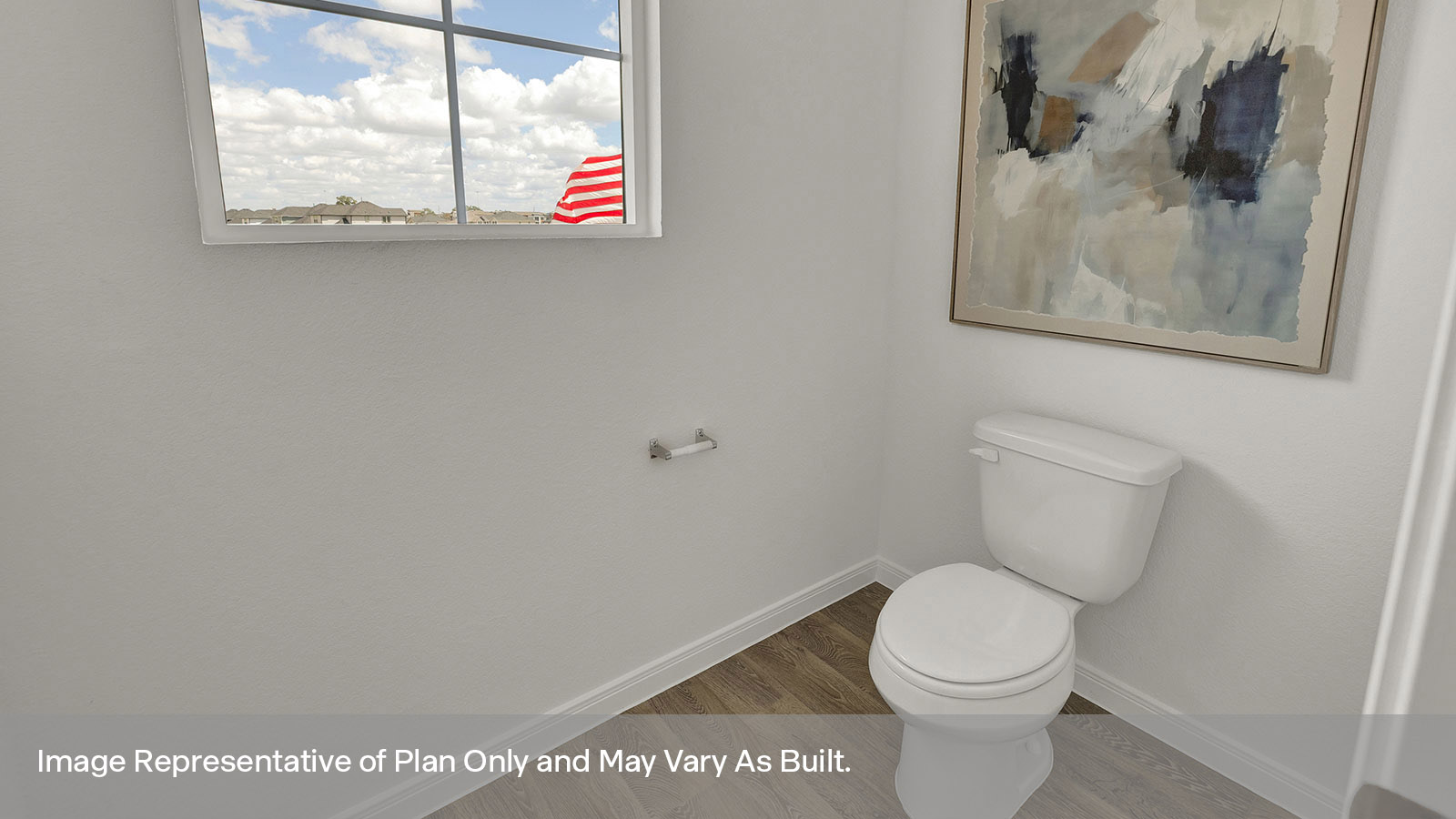 Main bathroom water closet with one window.