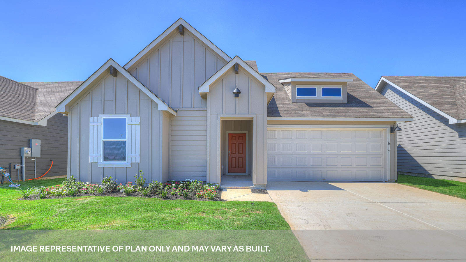 Ashburn floorplan F elevation with farmhouse exteriors.