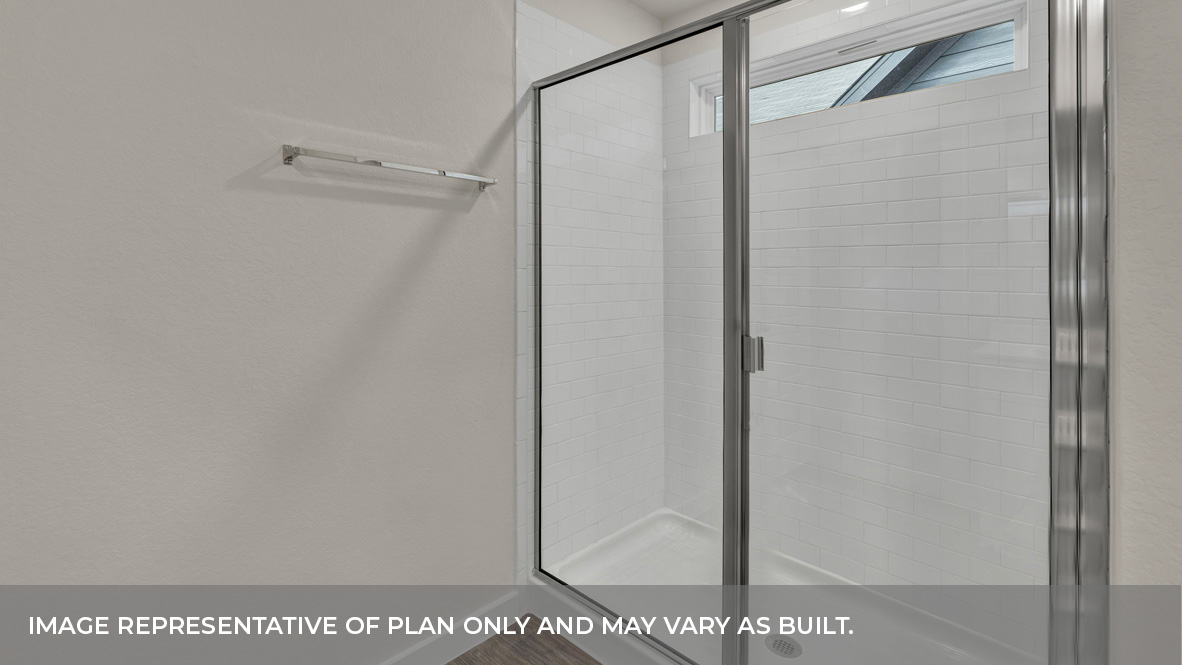 Main bathroom with walk-in shower with shower glass door.