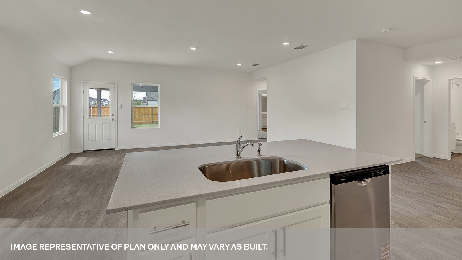 Kitchen island overlooking the living room.