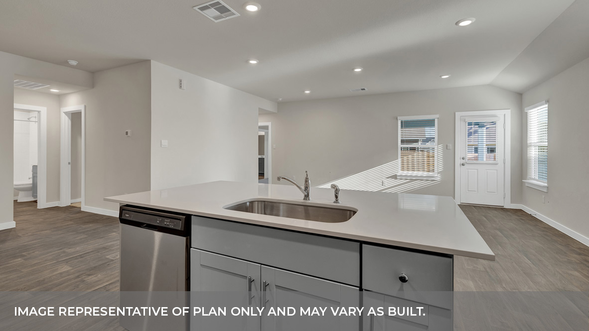 Kitchen island overlooking the living room.
