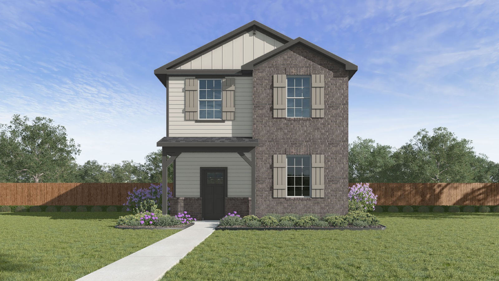The Madeline floorplan B elevation rendering.