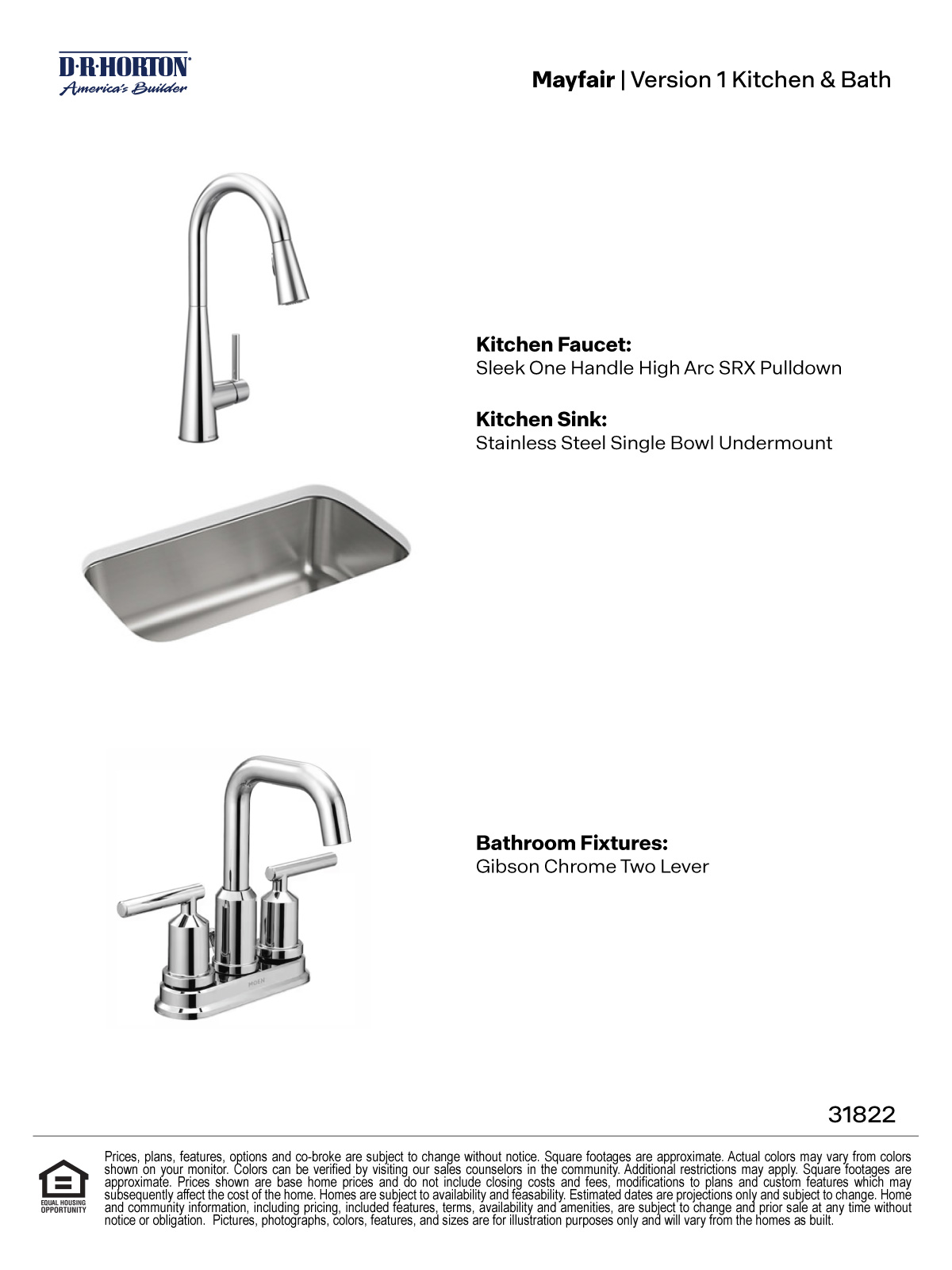 Mayfair Version 1 One Handle Kitchen fixture with pulldown, undermount sink and Bathroom Fixture Two Lever