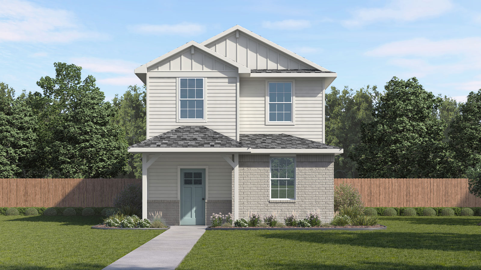The Emily floorplan B elevation rendering.