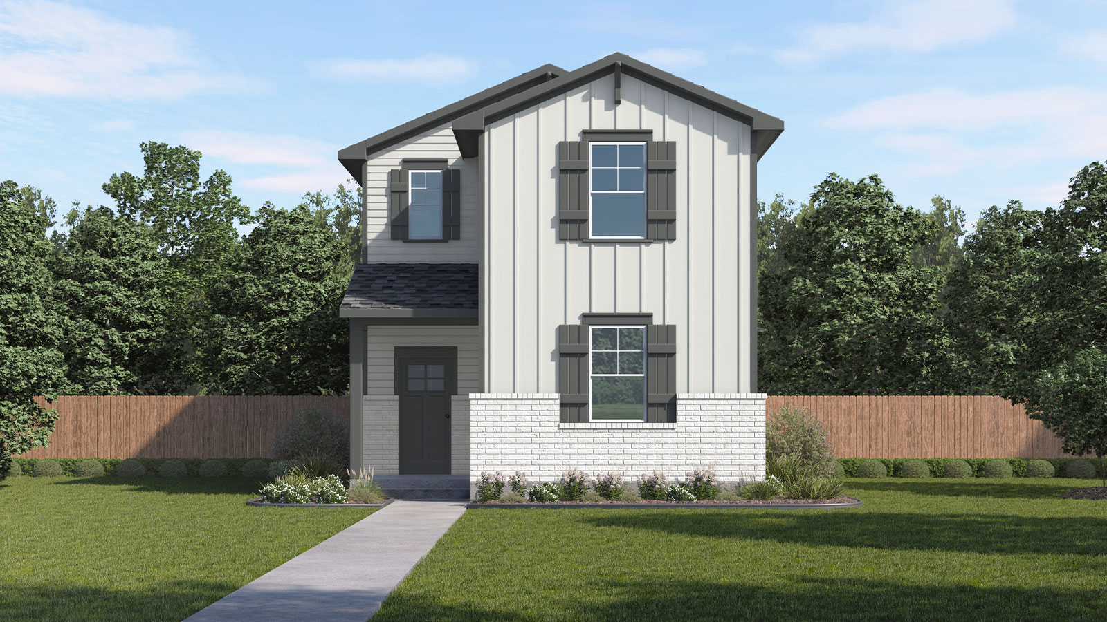 The Lyndon floorplan A elevation rendering.