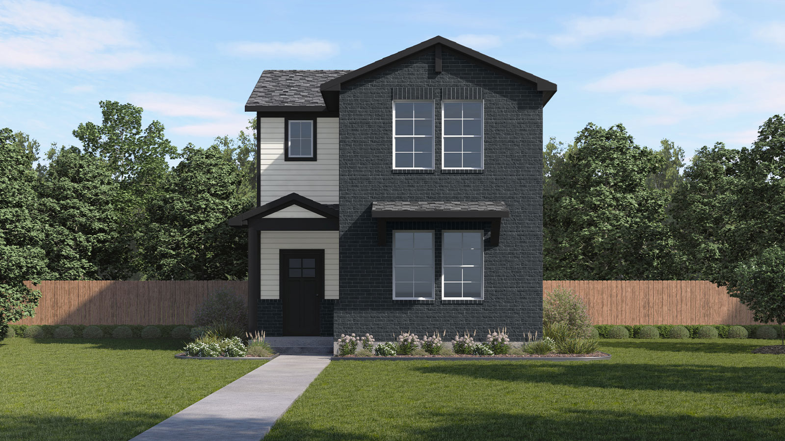 The Lyndon floorplan B elevation rendering.
