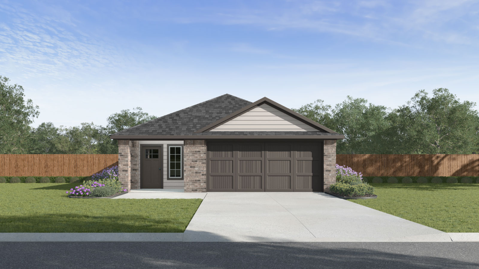 The Caroline floorplan O elevation rendering.