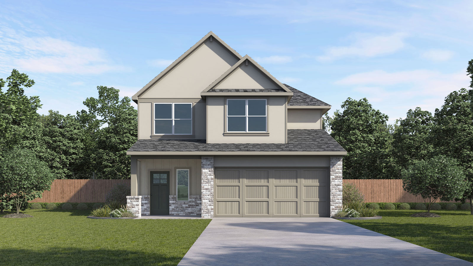 The Hanna floorplan G elevation rendering.