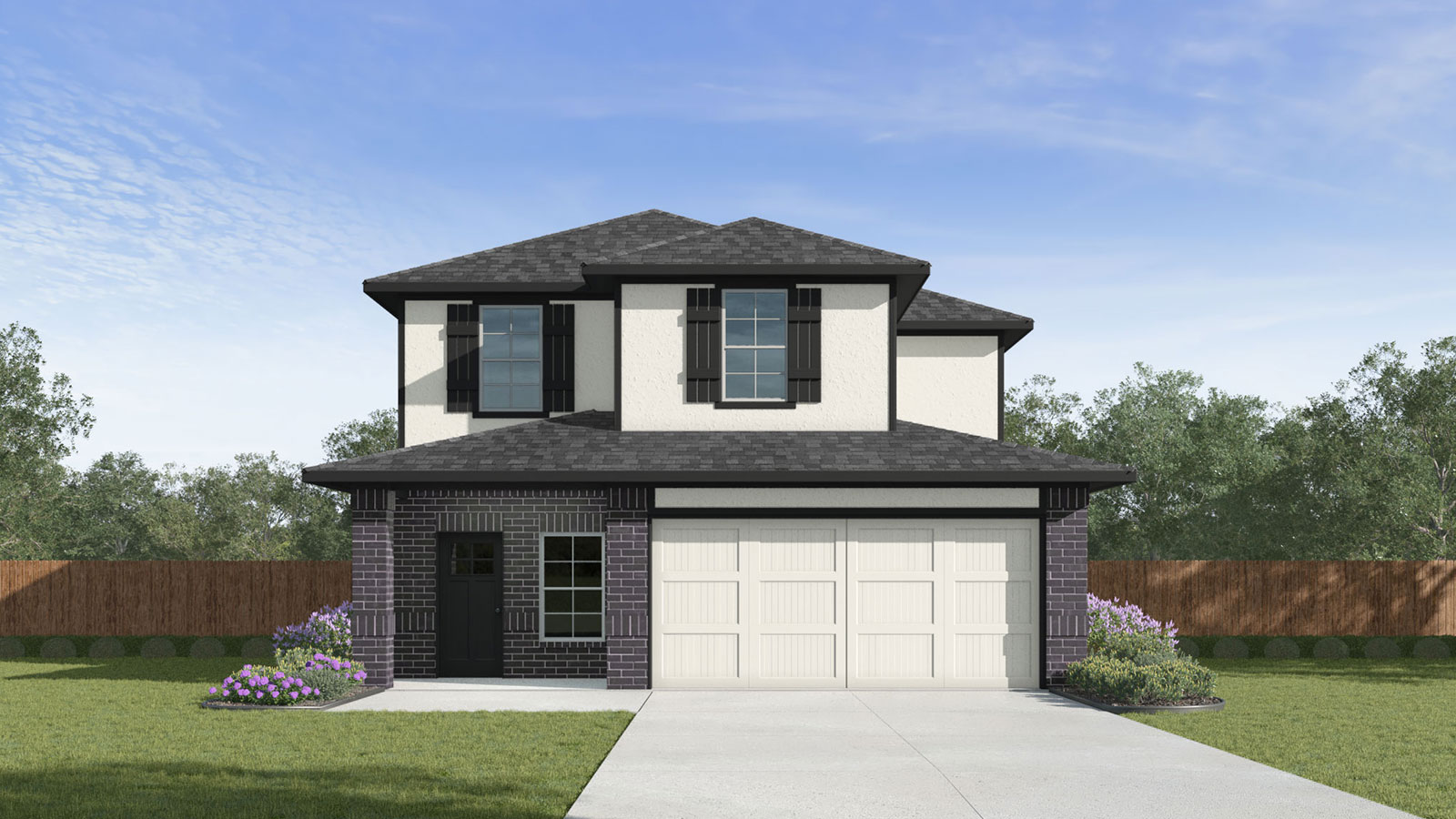The Hanna floorplan O elevation rendering.