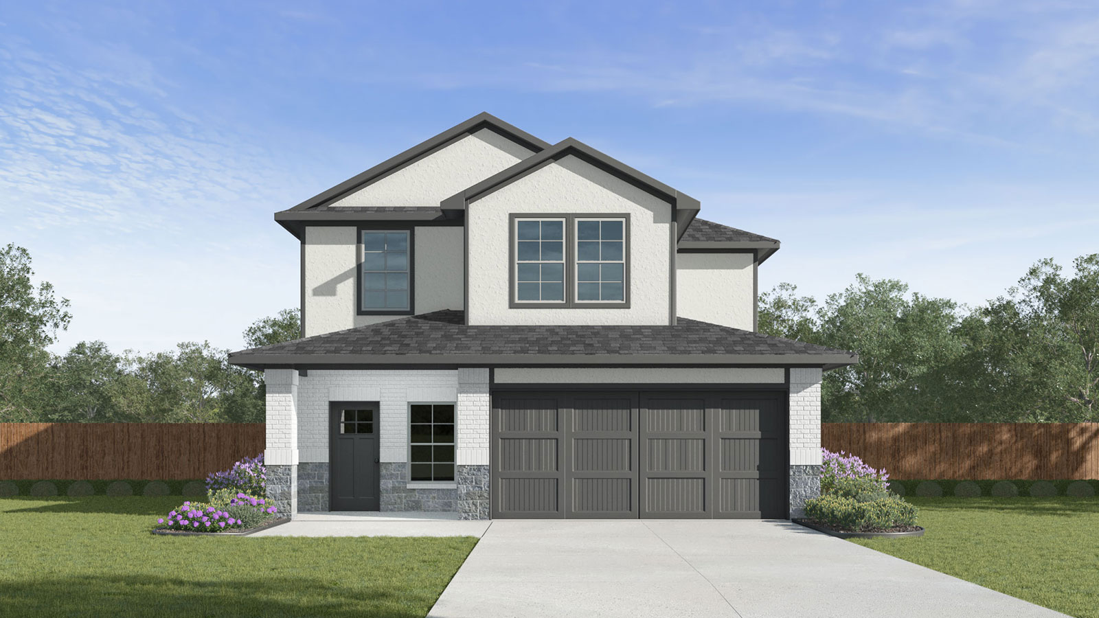 The Hanna floorplan P elevation rendering.