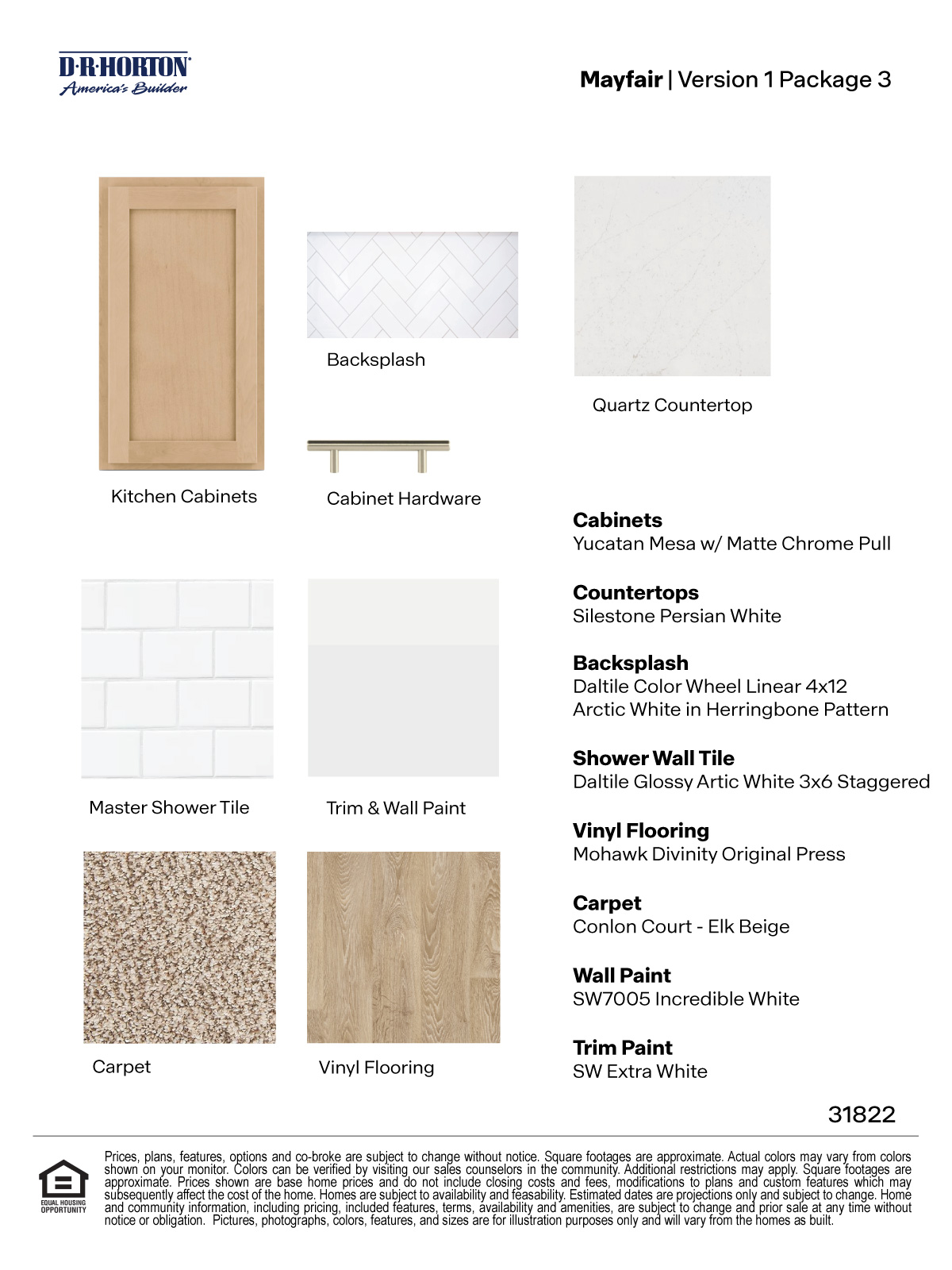 Mayfair Version 1 Package 3 natural wood color cabinets with hardware backsplash and quartz countertops.