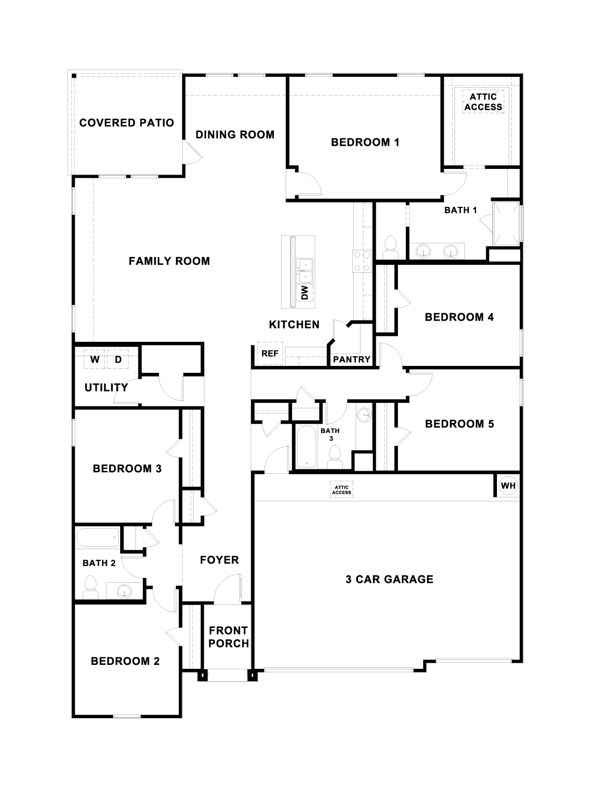 Sonoma Oaks Grayson Floorplan Image 5 bed 3 bath 3 car one story