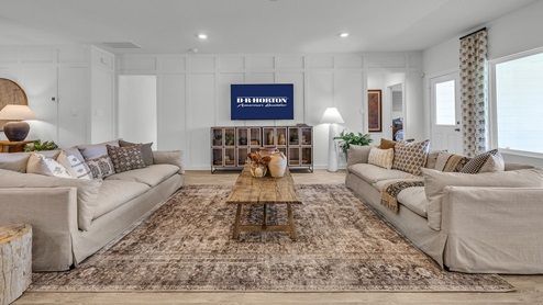 Irving Floorplan Family Room and Kitchen island