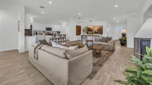 Irving Floorplan Family Room and Kitchen island