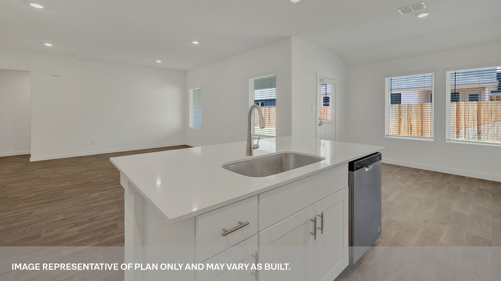 Sonoma Oaks Dean Floorplan Kitchen overlooking the living room