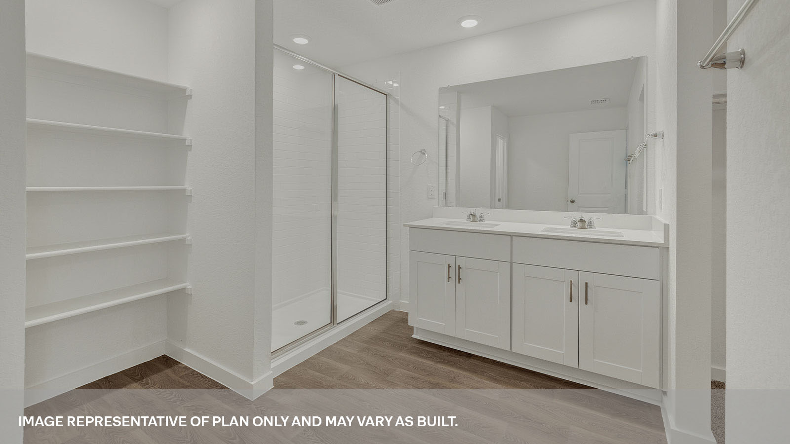 Sonoma Oaks Dean Floorplan Bathroom 1 Shelving and Shower