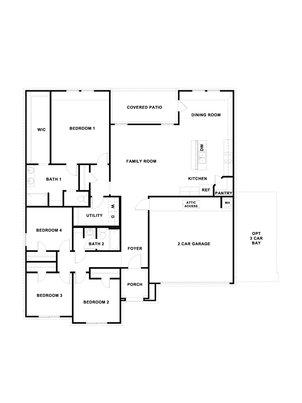 Sonoma Oaks Dean J Elevation Floorplan 3 bedroom 2 bath One Story