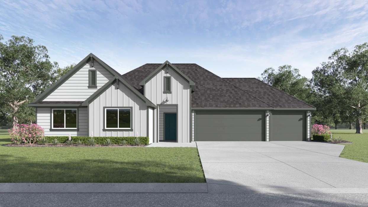 Dean F Elevation Floorplan 3 bedroom 2 bath three car garage