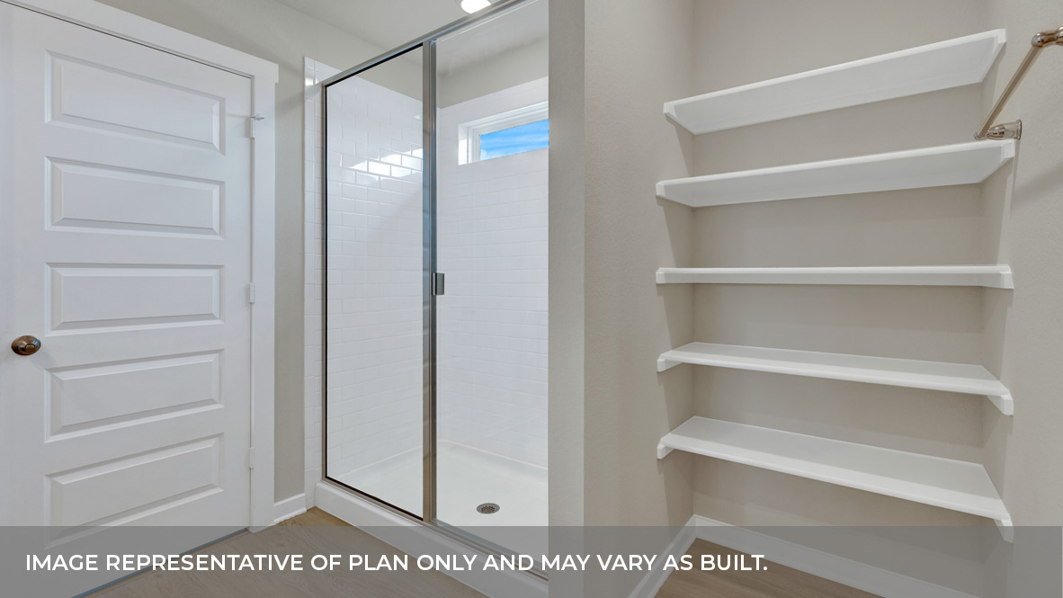 Sonoma Oaks  Frisco Floorplan Bathroom 1 shower and shelves