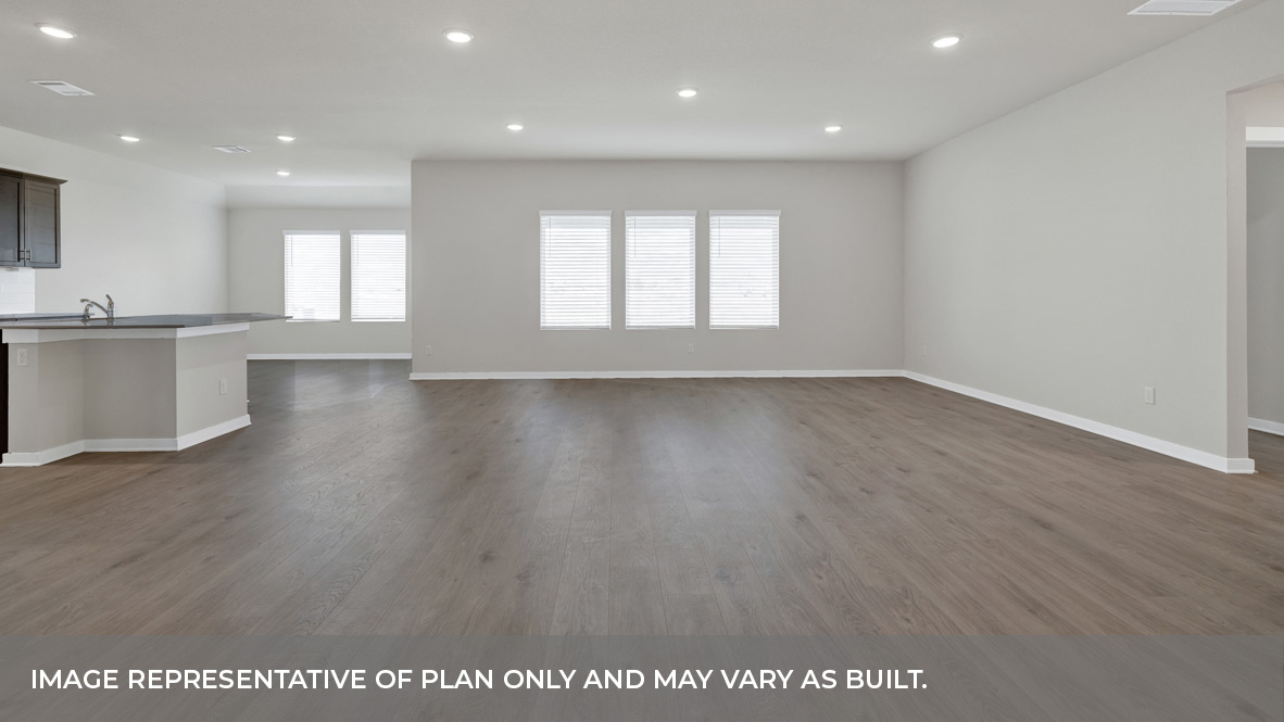 Sonoma Oaks  Frisco Floorplan Family Room and Kitchen Island