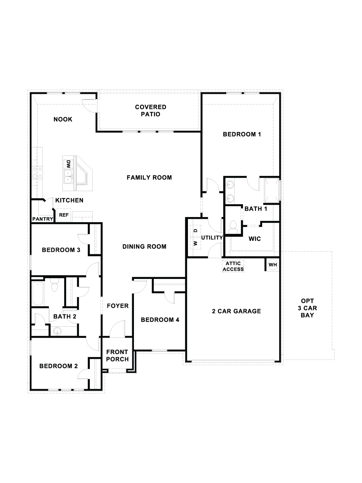 Sonoma Oaks Frisco Floorplan 3 bedroom 2 bath One Story