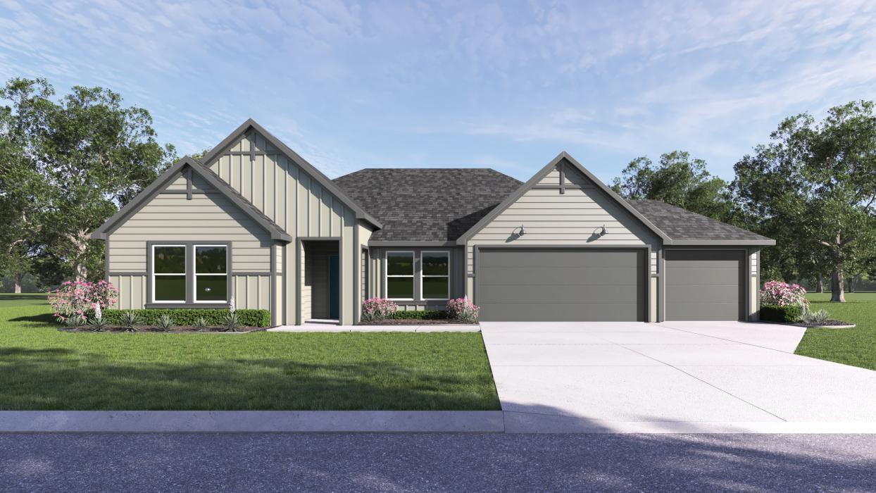Sonoma Oaks Frisco Floorplan Exterior G Elevation Rendering 4 bedroom 2 bath 3 car One Story
