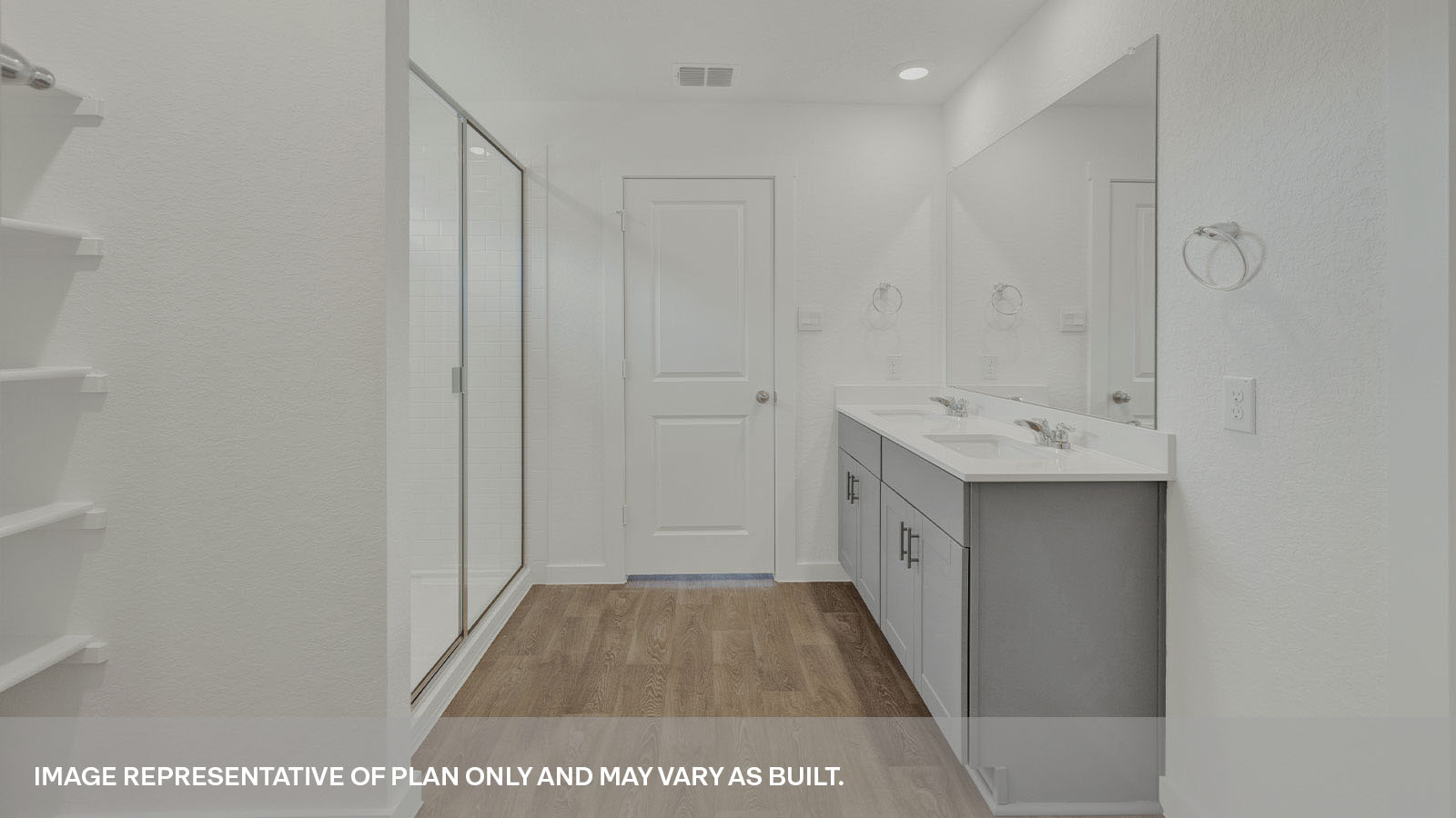 Sonoma Oaks Garland Floorplan Bathroom 1 shower and shelves