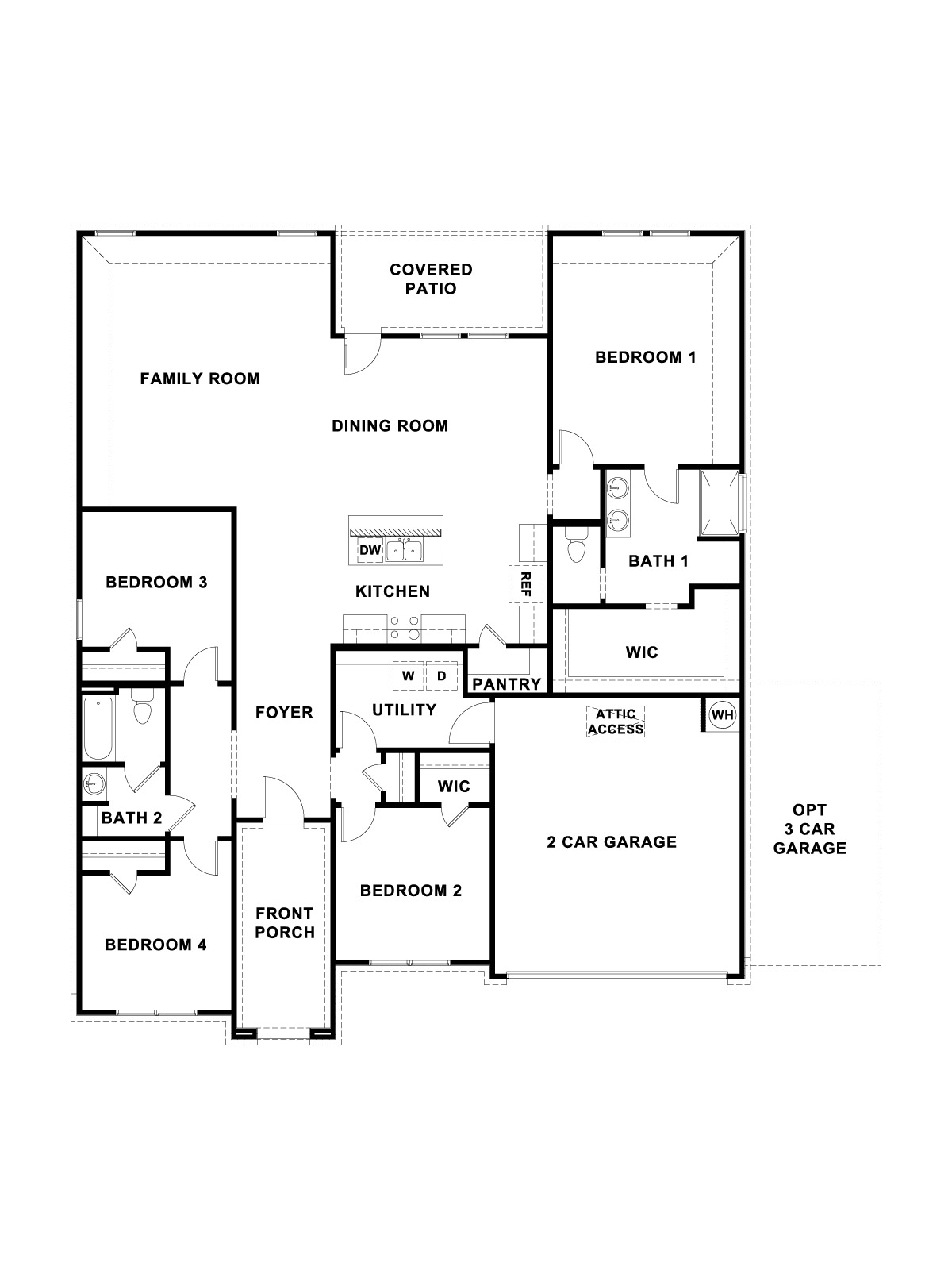 Sonoma Oaks Garland Floorplan 4 bedroom 2 bath One Story