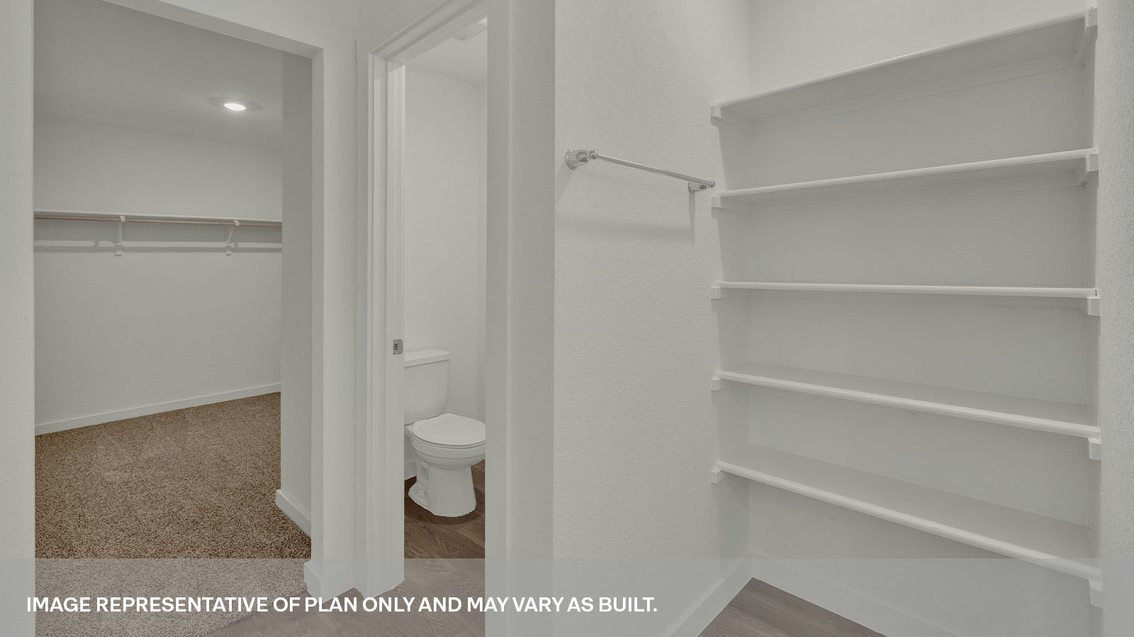 Sonoma Oaks Holden Floorplan Bathroom 1 shelves and bedroom 1 closet